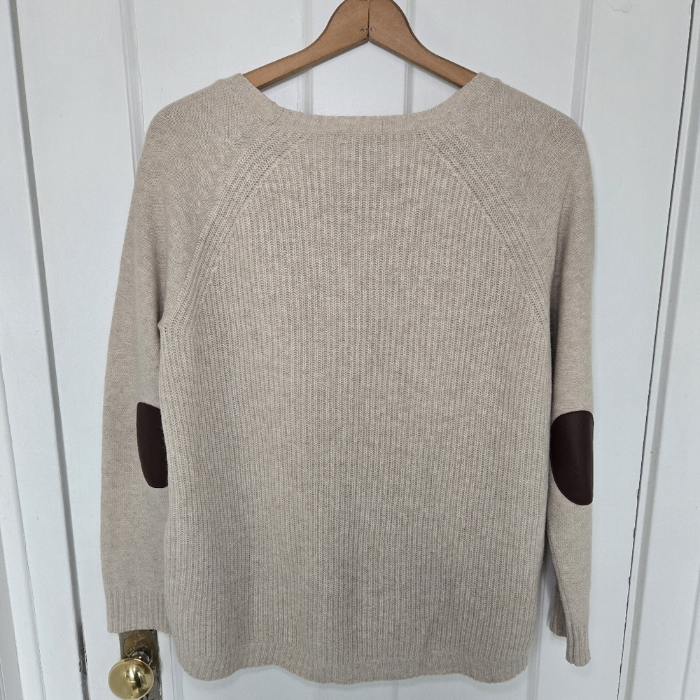 J. Crew Women's Wool Sweater Leather Elbow Patches Size S Dark Academia Poetcore - Picture 3 of 11